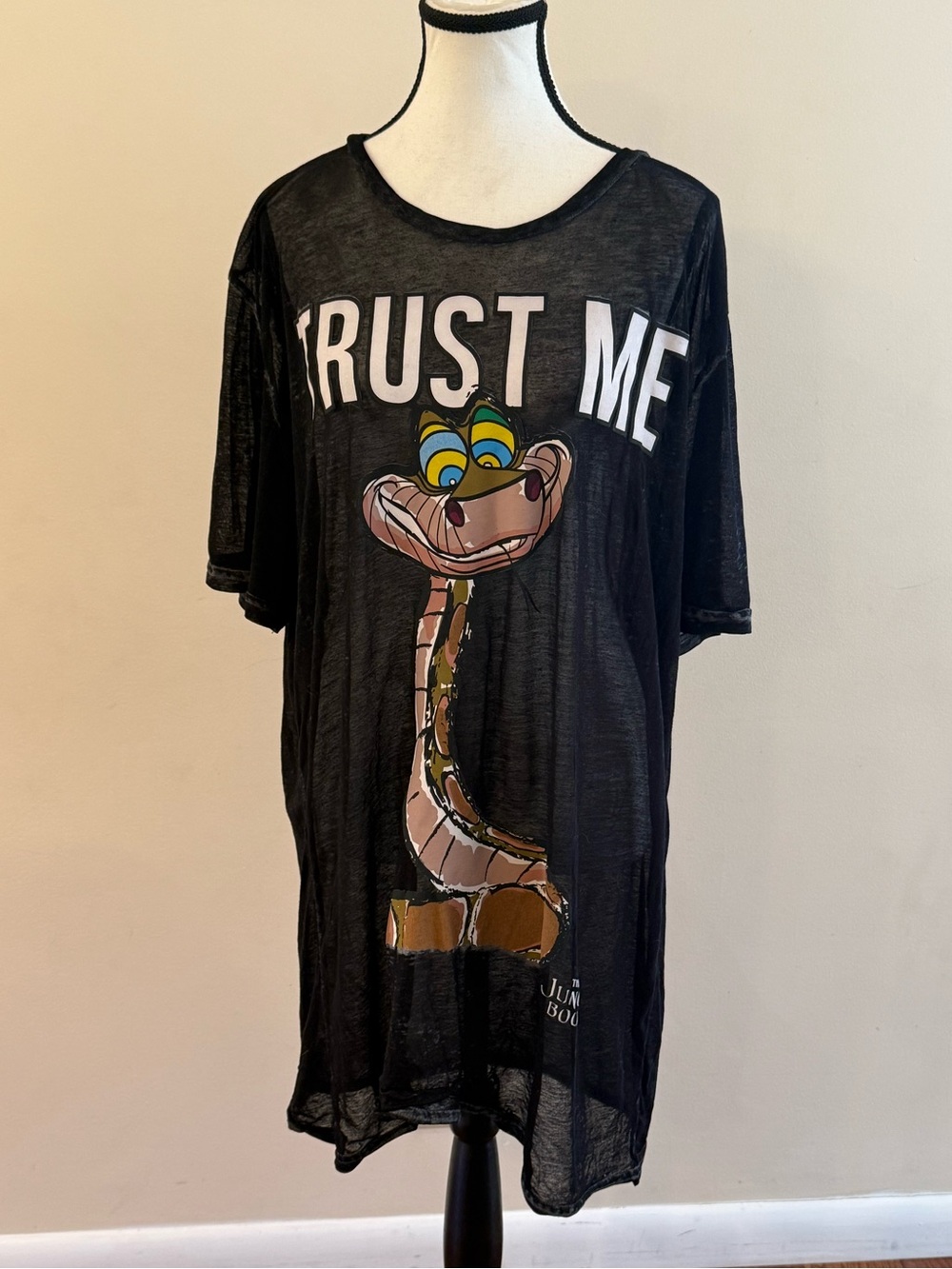 Disney Jungle Book Kaa Trust Me Black Graphic Tee XXL